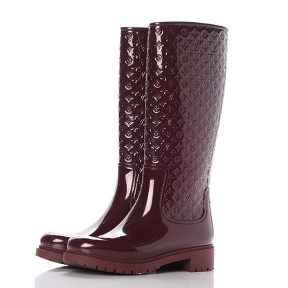 Louis Vuitton Rubber Embossed Monogram Splash Rain Boots 41 Burgundy 3 of 7