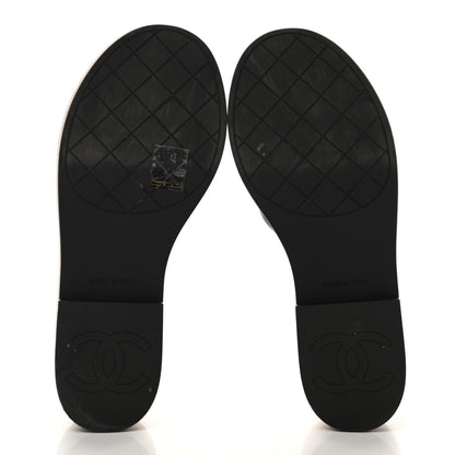 Chanel Lambskin Quilted CC Wedge Sandals 37 Black 5 of 9