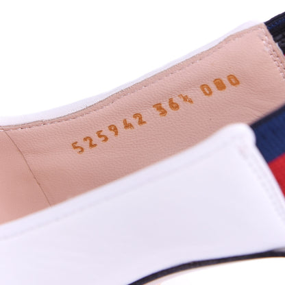 Gucci Malaga Kid Web Sylvie High Heel Slingback Pumps 36.5 White 10 of 11