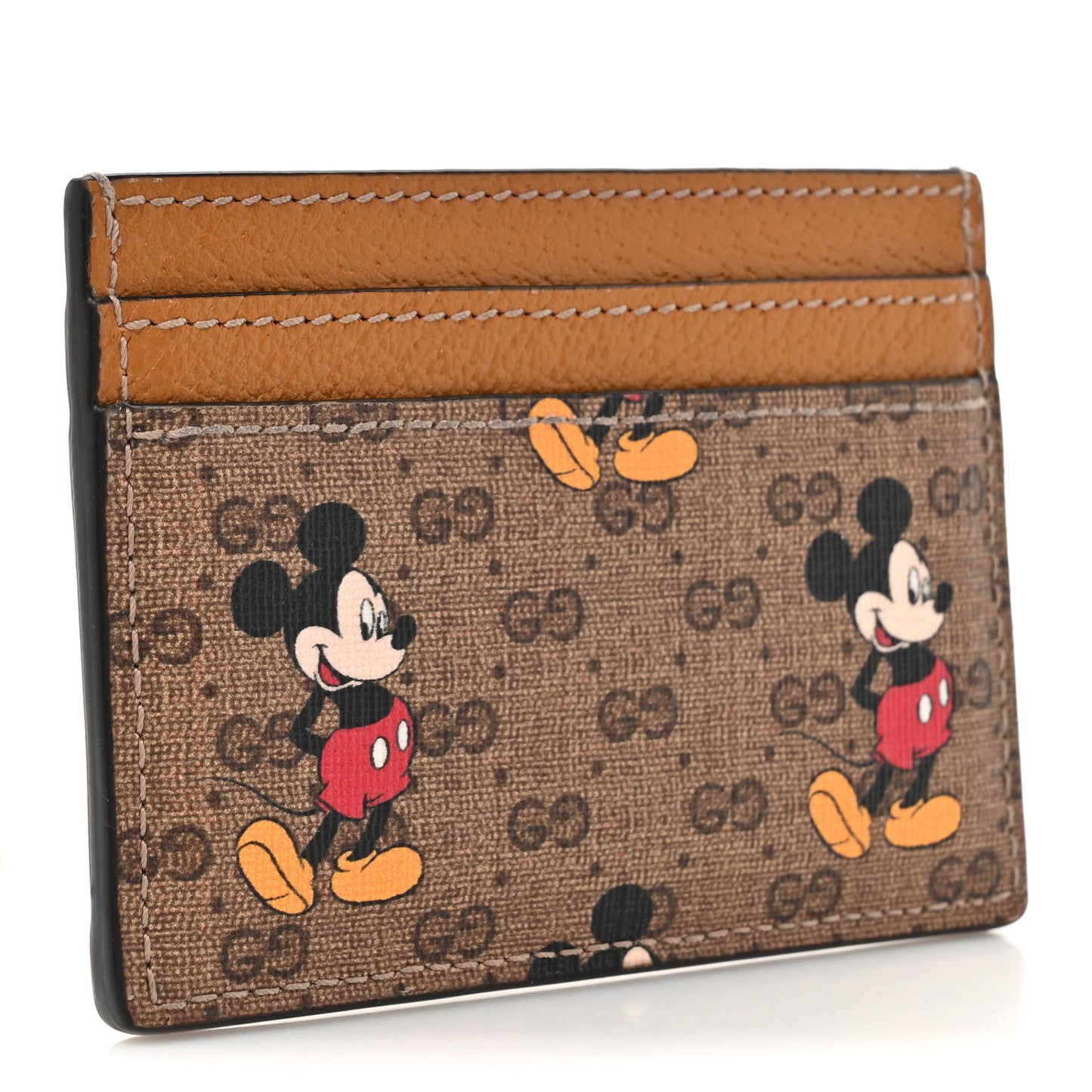 X DISNEY Mini Vintage GG Supreme Monogram Mickey Mouse Card Holder Beige Vintage Sun Oil