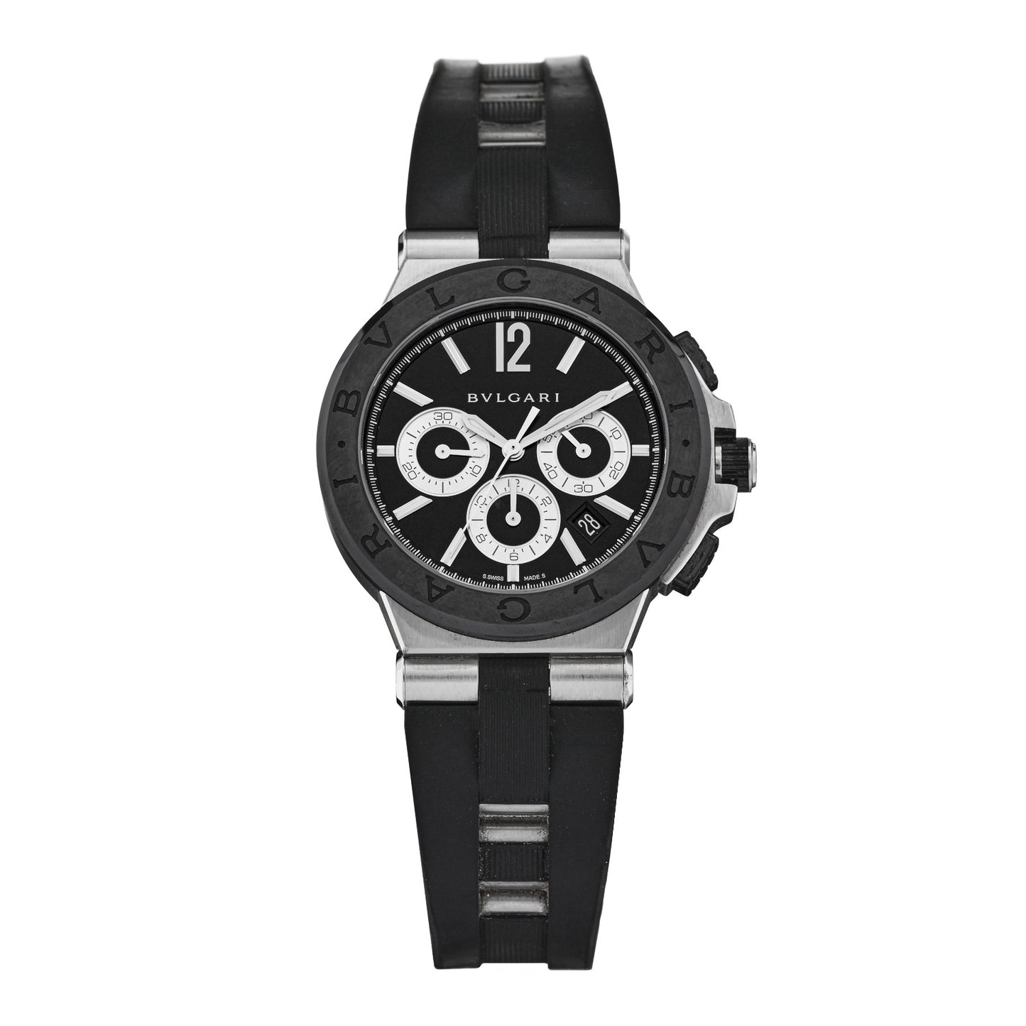 Stainless Steel Rubber 42mm Diagono Chronograph Automatic Watch Black