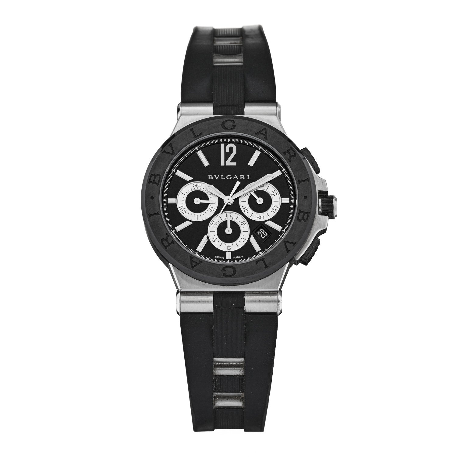 Bulgari Stainless Steel Rubber 42mm Diagono Chronograph Automatic Watch Black 1 of 5