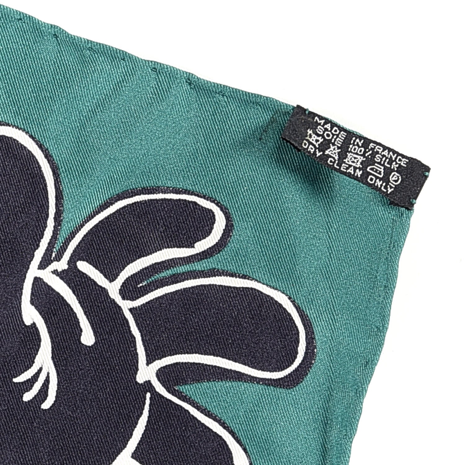 Hermes Silk Serio Ludere Scarf 90 Vert Black White 4 of 4