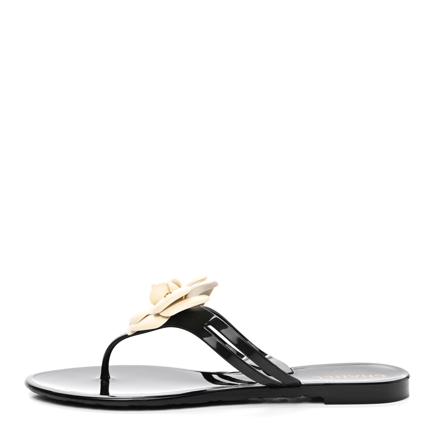 Jelly Camellia Thong Sandals 39 Black Ivory