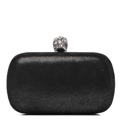 Alexander McQueen Metallic Suede Skull Box Clutch Black 1 of 16