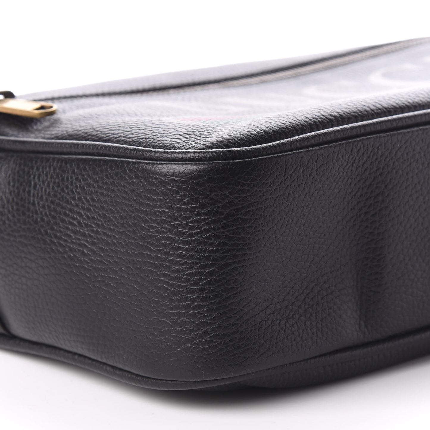 Pebbled Calfskin Logo Messenger Bag Black