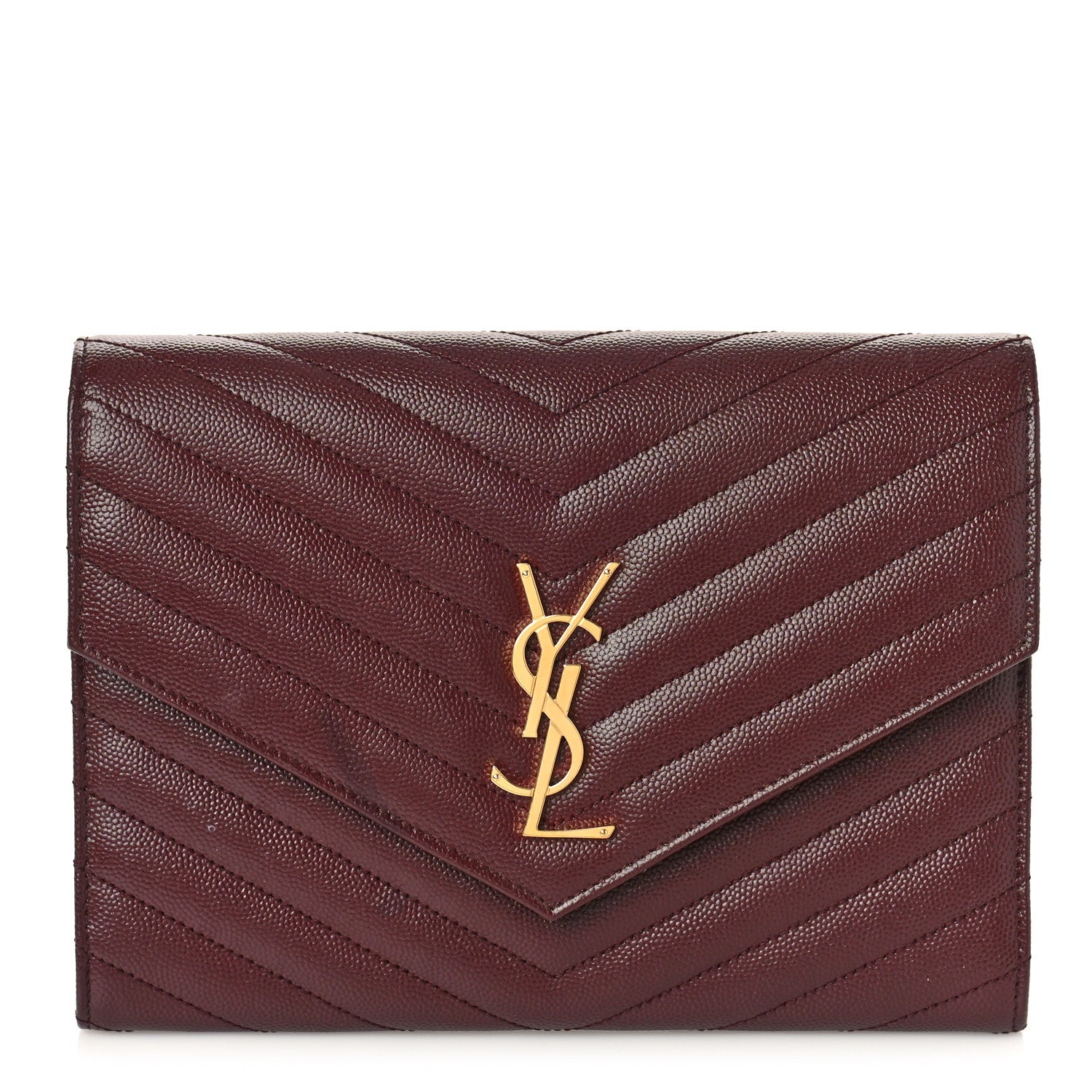 Saint Laurent Grain De Poudre Matelasse Chevron Monogram Envelope Clutch Palissandre 1 of 9