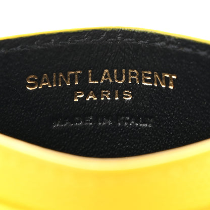 Saint Laurent Grain De Poudre Matelasse Chevron Monogram Credit Card Case Mimosa 6 of 11