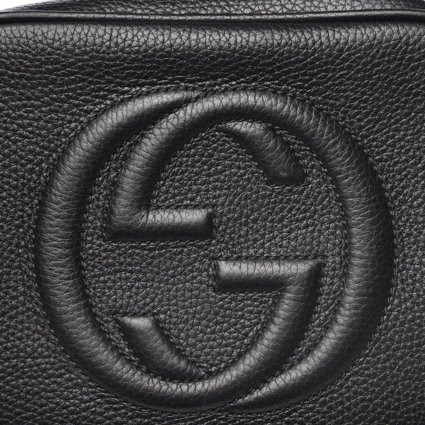 Pebbled Calfskin Small Soho Disco Bag Black