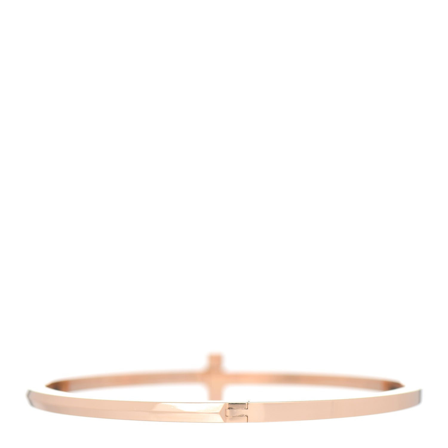 Tiffany 18K Rose Gold Narrow T T1 Hinged Bangle Bracelet 2 of 3