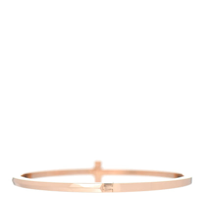 Tiffany 18K Rose Gold Narrow T T1 Hinged Bangle Bracelet 2 of 3