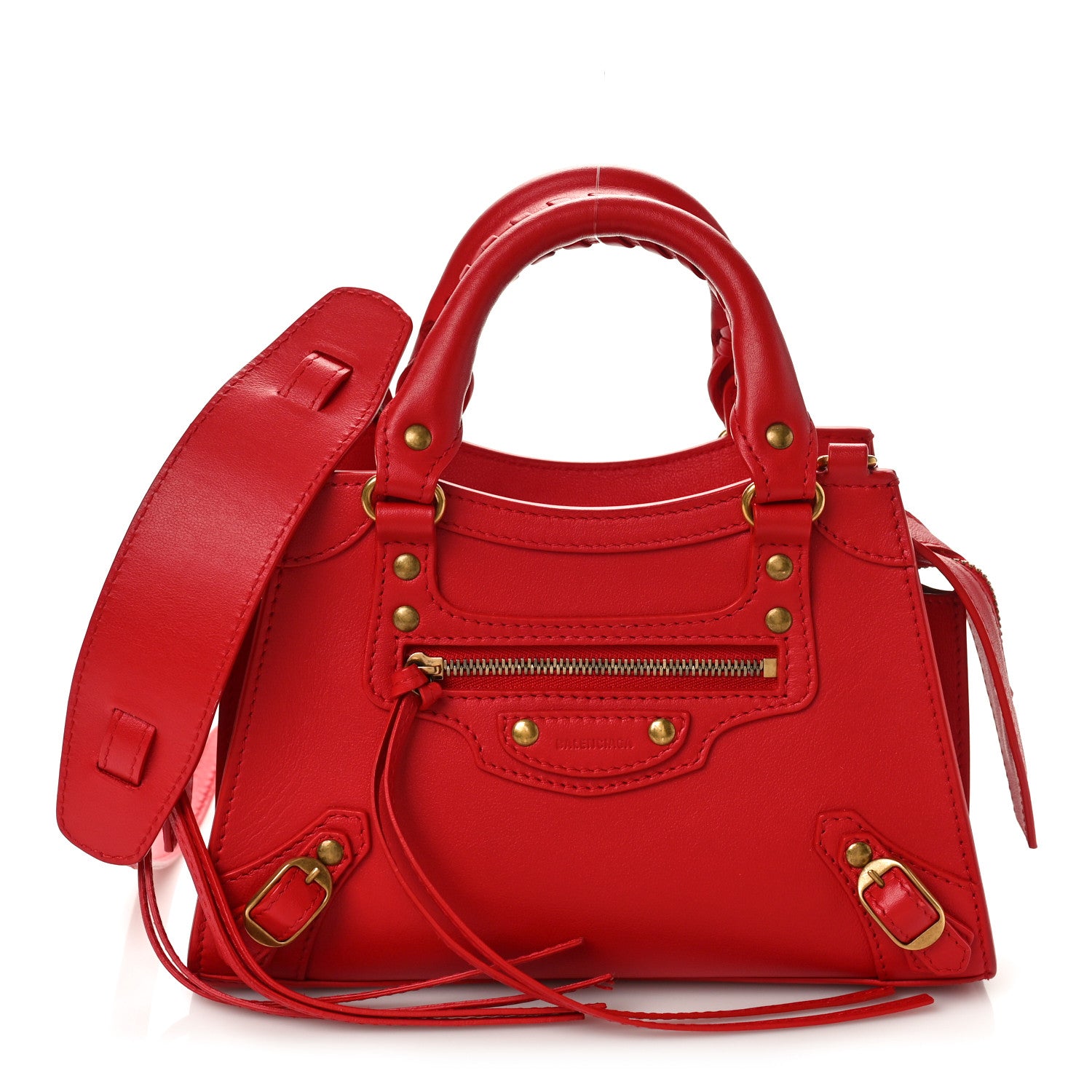 Balenciaga Smooth Calfskin Neo Classic Gold Hardware Mini City Red 1 of 8
