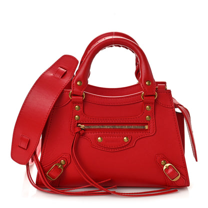 Balenciaga Smooth Calfskin Neo Classic Gold Hardware Mini City Red 1 of 8