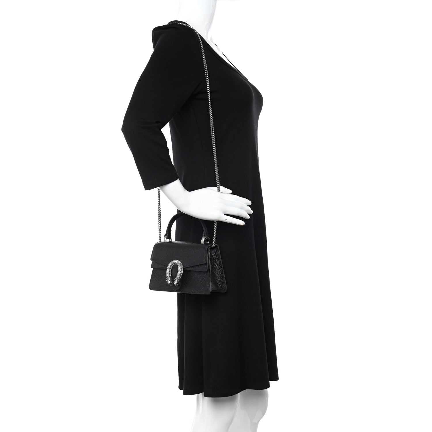 Gucci Dollar Calfskin Crystal Mini Dionysus Top Handle Bag Black Crystal 2 of 10