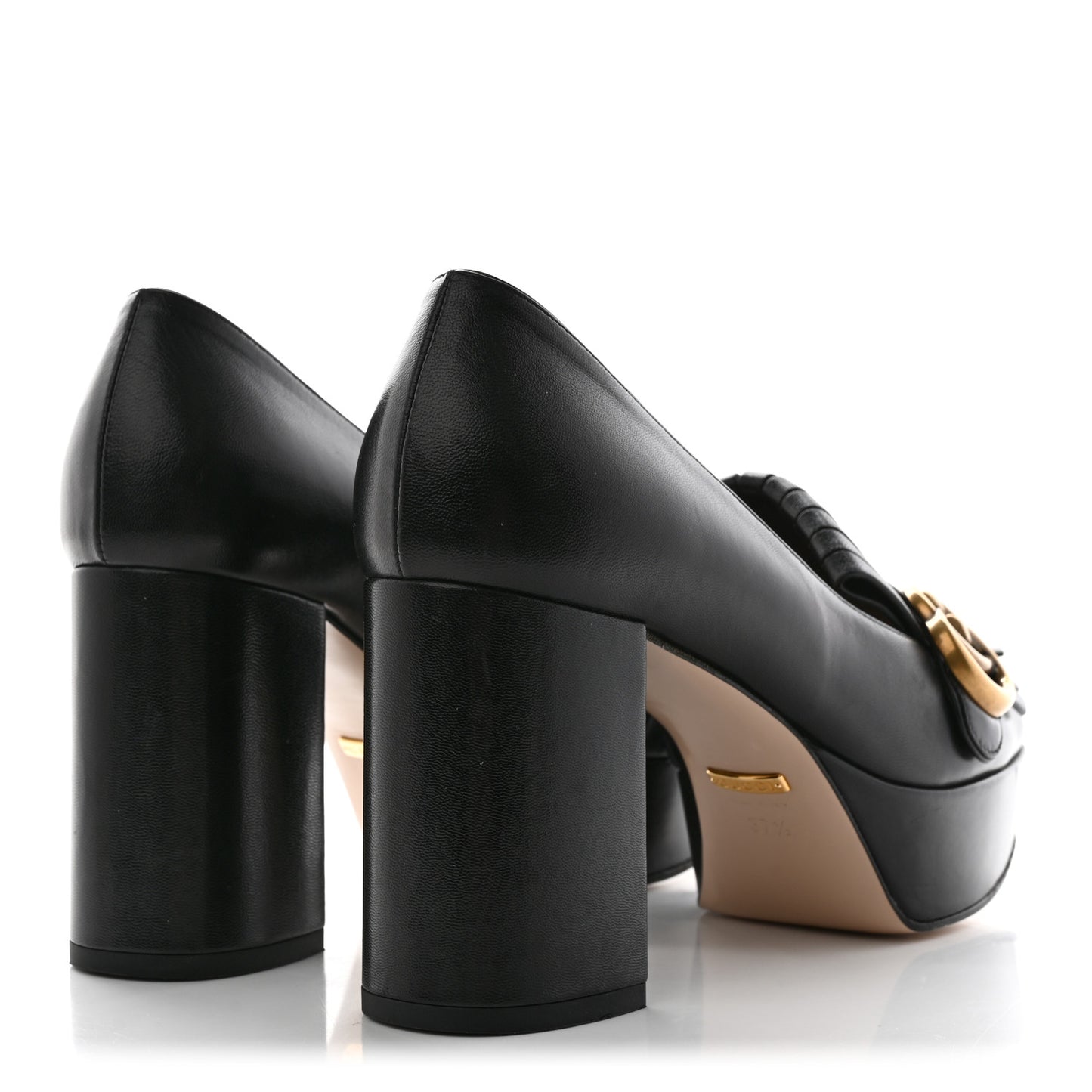 Malaga Kid GG Marmont Fringe Platform Loafer Pumps 37.5 Black