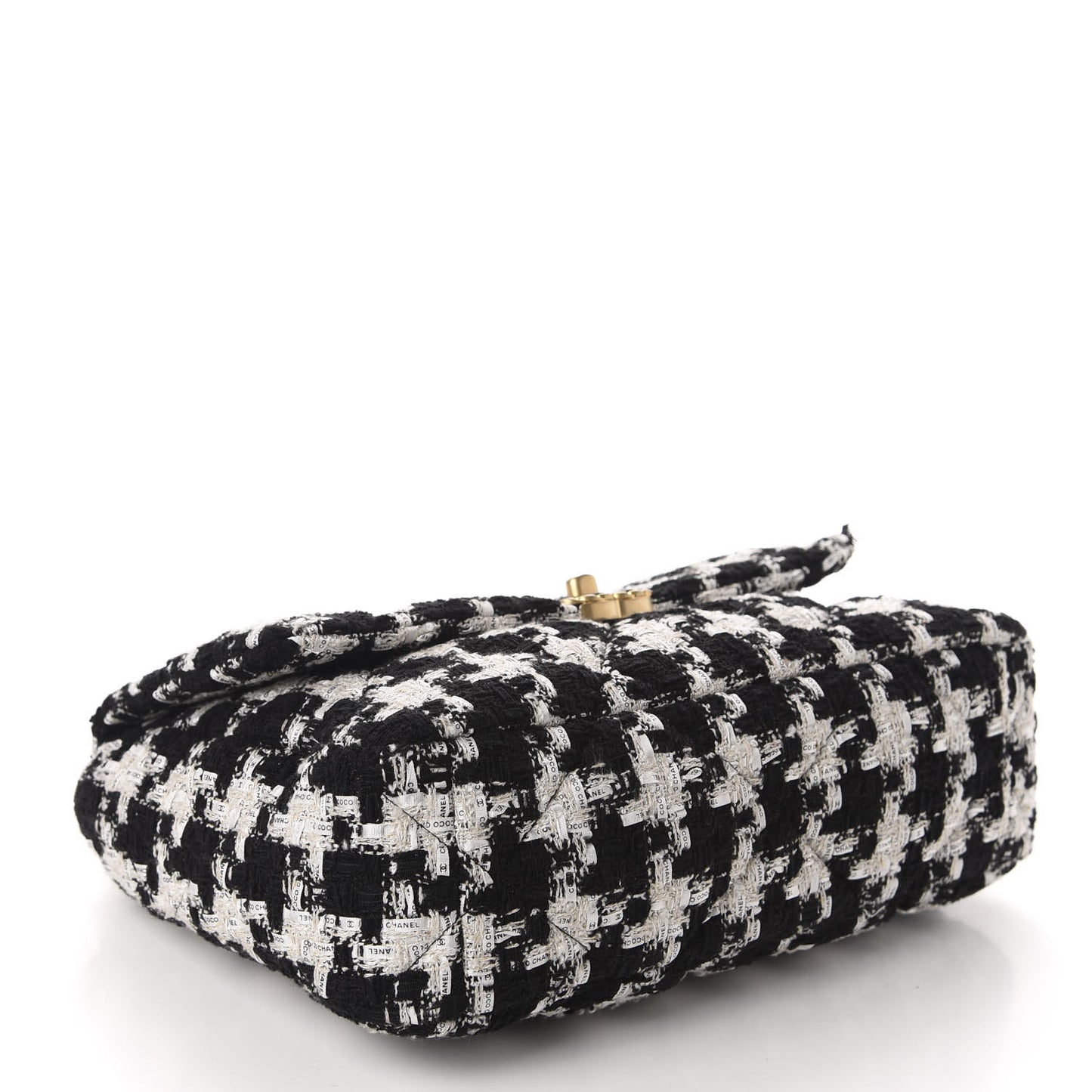 Tweed Quilted Large 19 Flap Black Ecru White