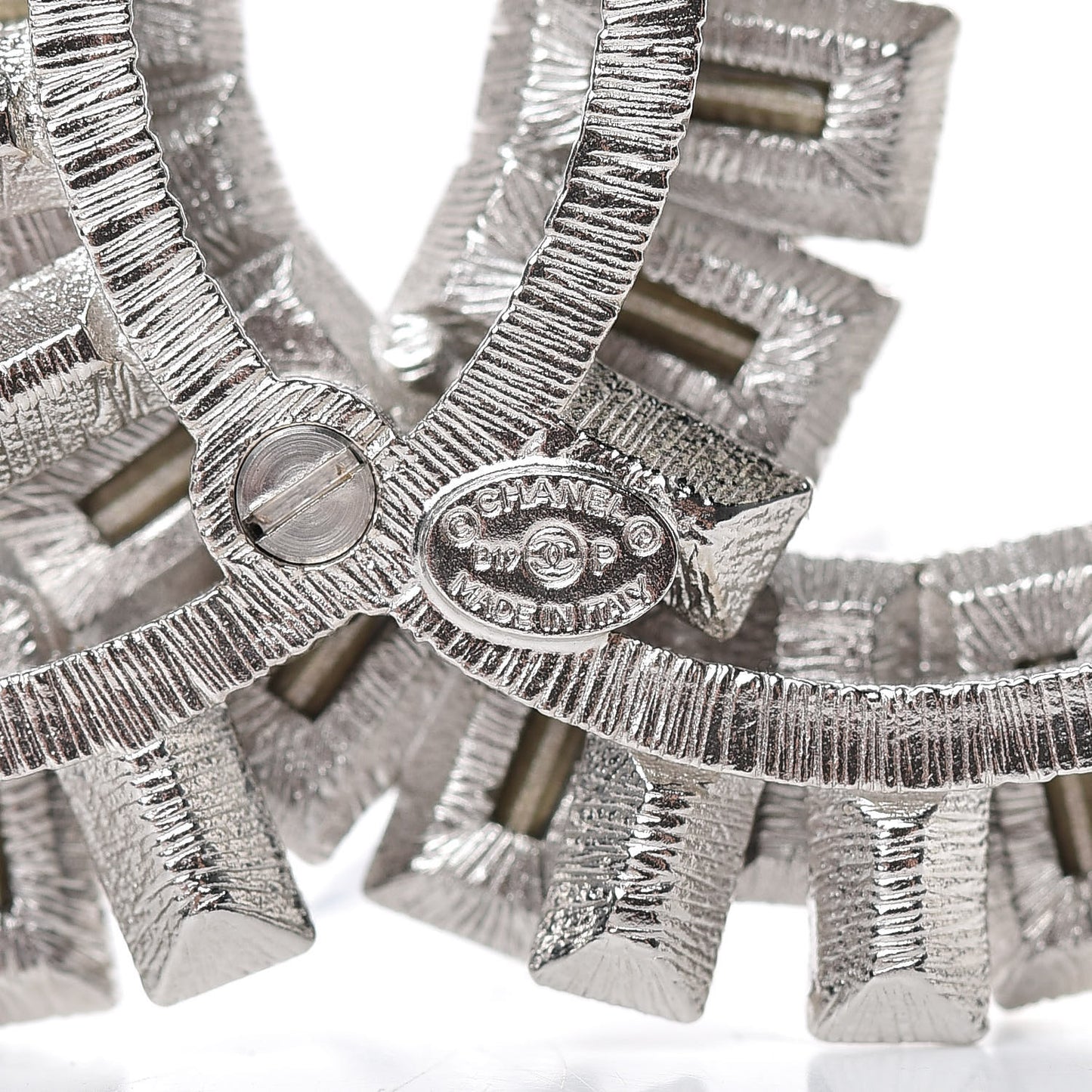 Crystal Baguette CC Brooch Silver Black