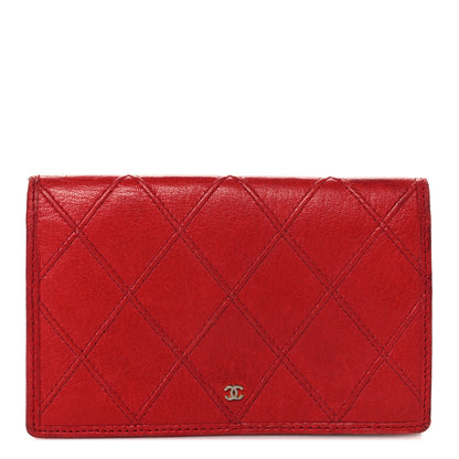 Chanel Lambskin Diamond Stitched Flap Card Case Red 1 of 11