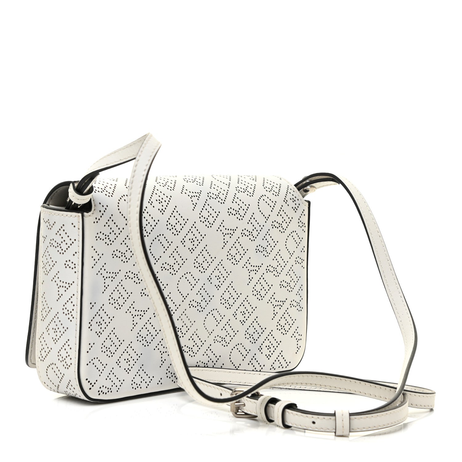 Burberry Calfskin Perforated Hampshire Crossbody Chalk White 3 of 14