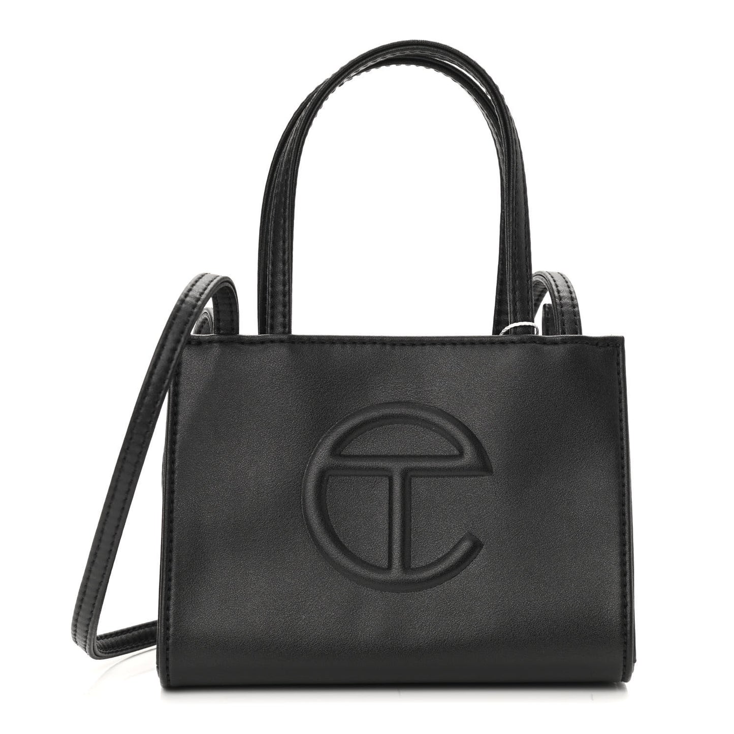 Vegan Leather Small Shopping Bag Black