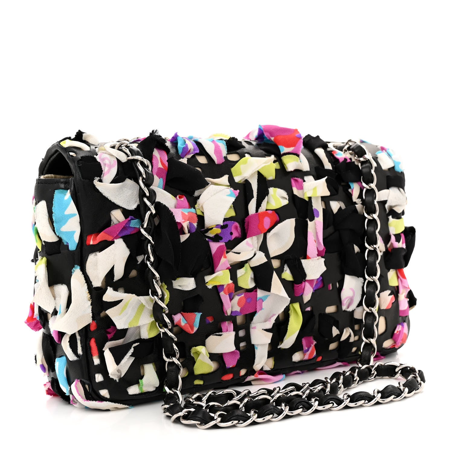 Chanel Silk Lambskin Ribbon Classic Flap Bag Turquoise Multicolor 3 of 12