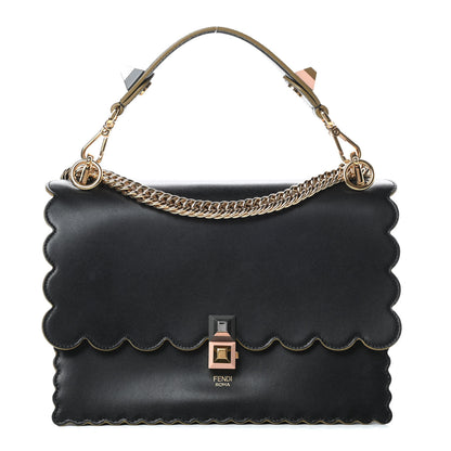 Fendi Vitello Liberty Scalloped Studded Kan I Shoulder Bag Black 1 of 11