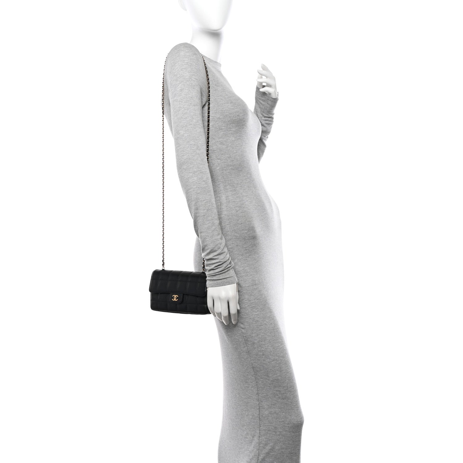 Chanel Lambskin Quilted Mini Chocolate Bar Camellia Flap Black 2 of 10