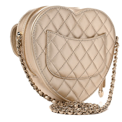 Chanel Metallic Lambskin Quilted CC In Love Heart Bag Gold 3 of 13