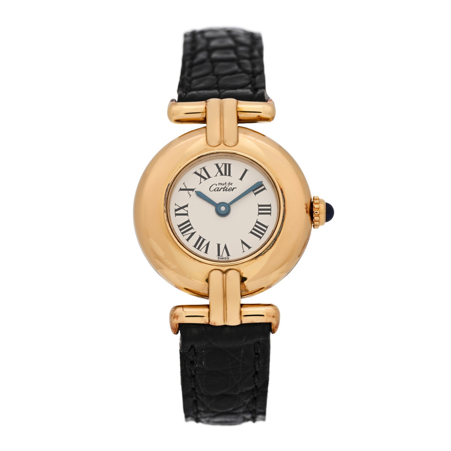 Cartier Sterling Silver Vermeil Alligator 24mm Must de Colisee Quartz Watch 1 of 9