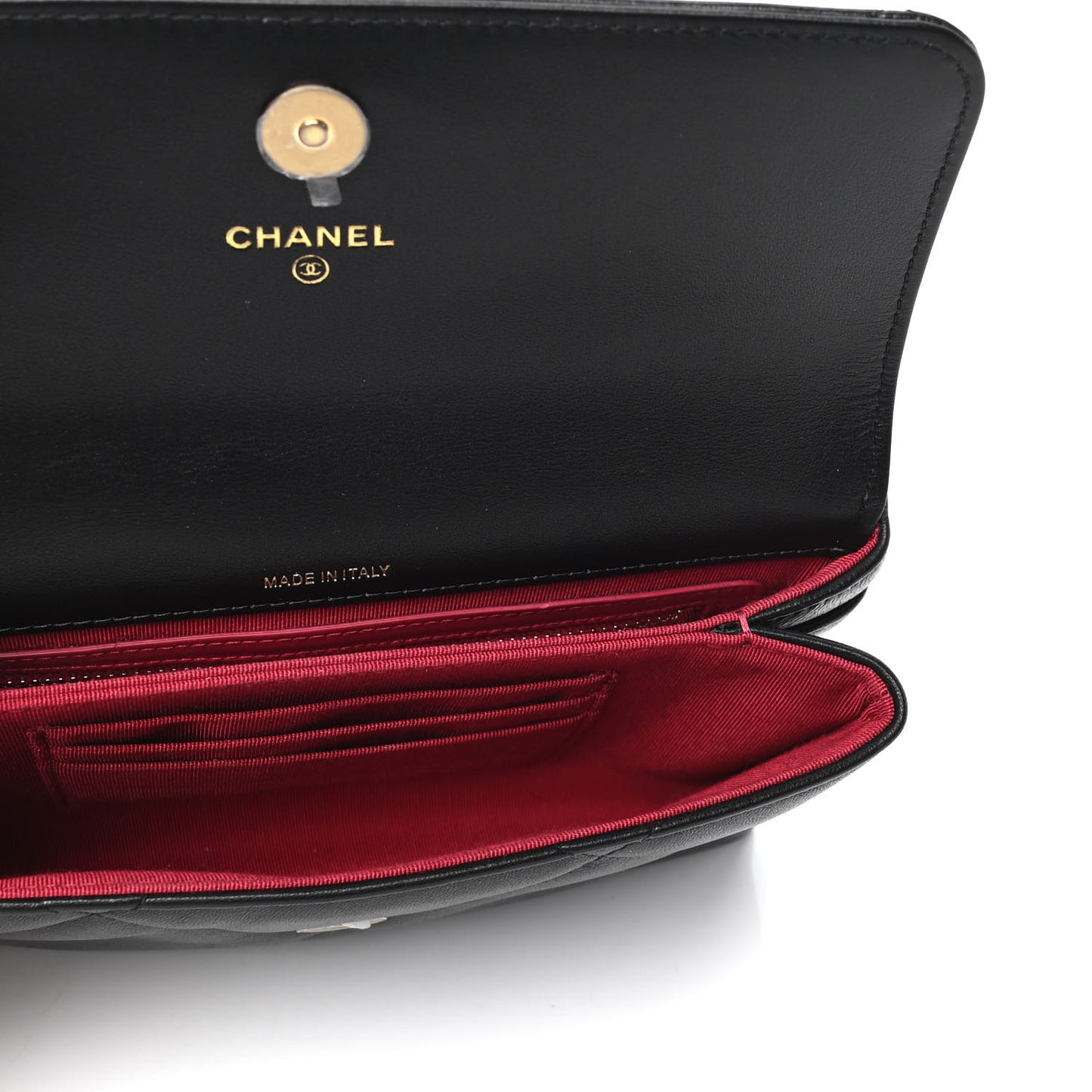Lambskin Quilted Chanel 19 Flap Clutch Black