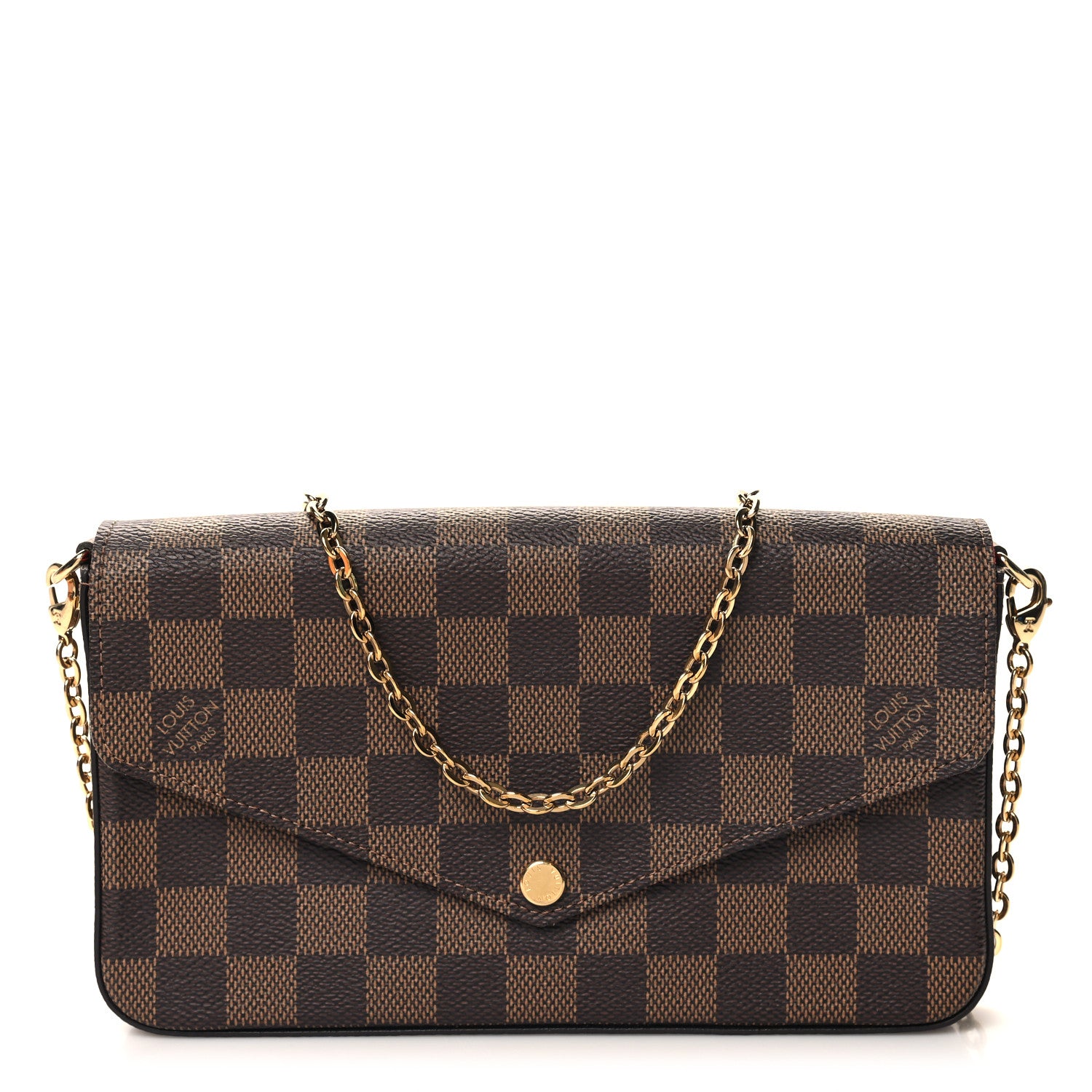 Louis Vuitton Damier Ebene Pochette Felicie Chain Wallet 1 of 11