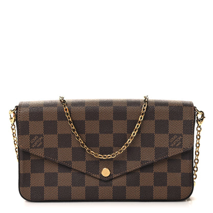 Louis Vuitton Damier Ebene Pochette Felicie Chain Wallet 1 of 11