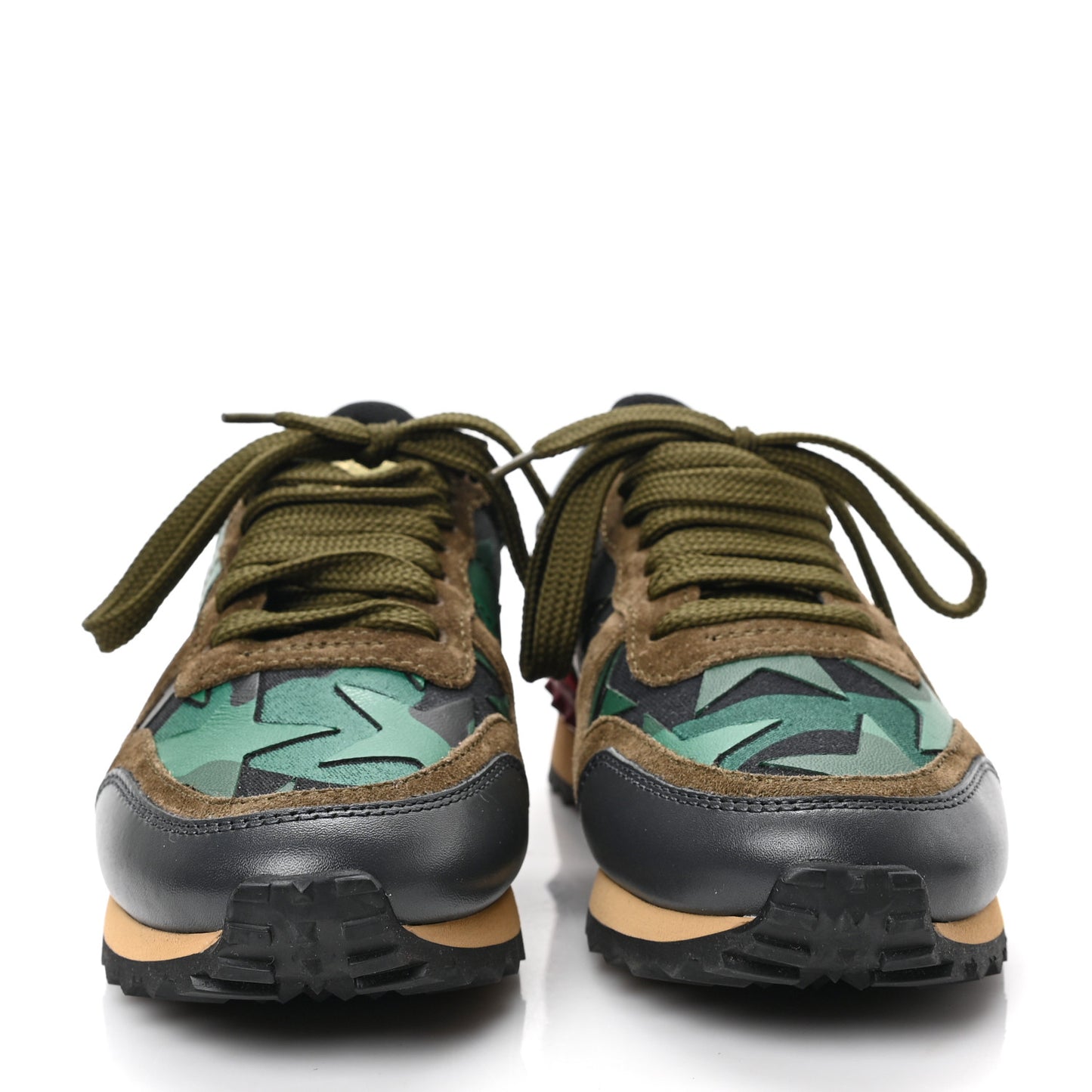 Nappa Suede Camouflage Womens Rockrunner Sneakers 35 Green Red Multicolor