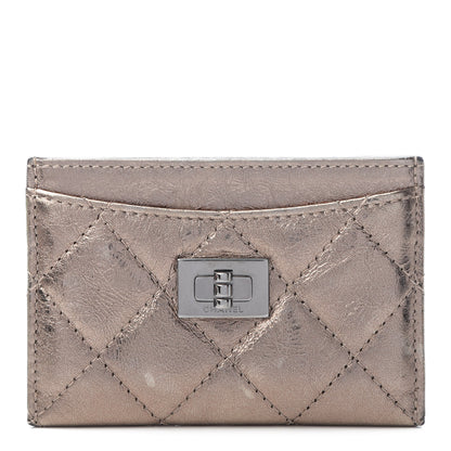 Chanel Metallic Aged Calfskin Quilted Reissue Card Holder Bronze 1 of 11