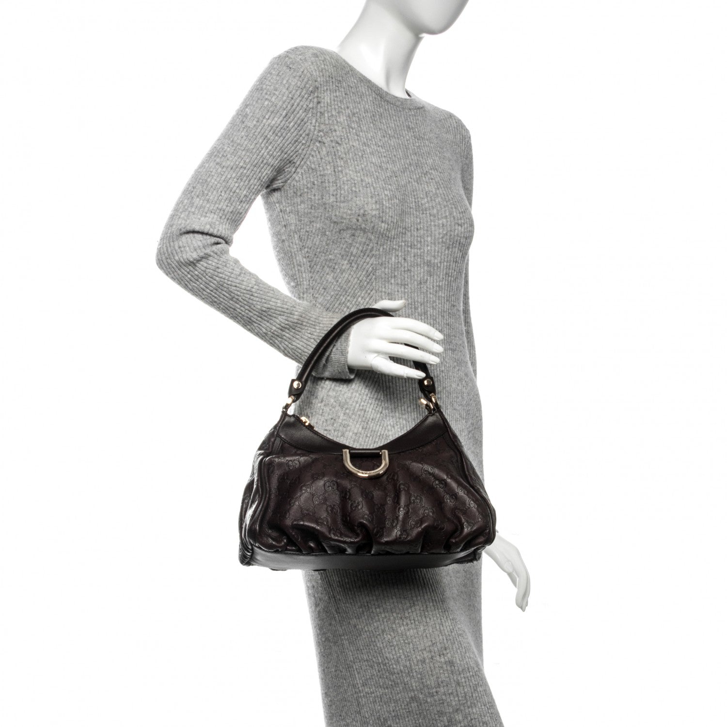 Gucci Guccissima Small D Gold Hobo Chocolate Brown 2 of 7