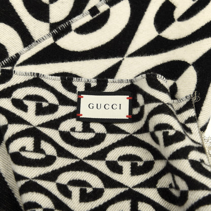 Gucci Wool Cotton Jacquard G Rhombus Scarf Black Ivory 3 of 4