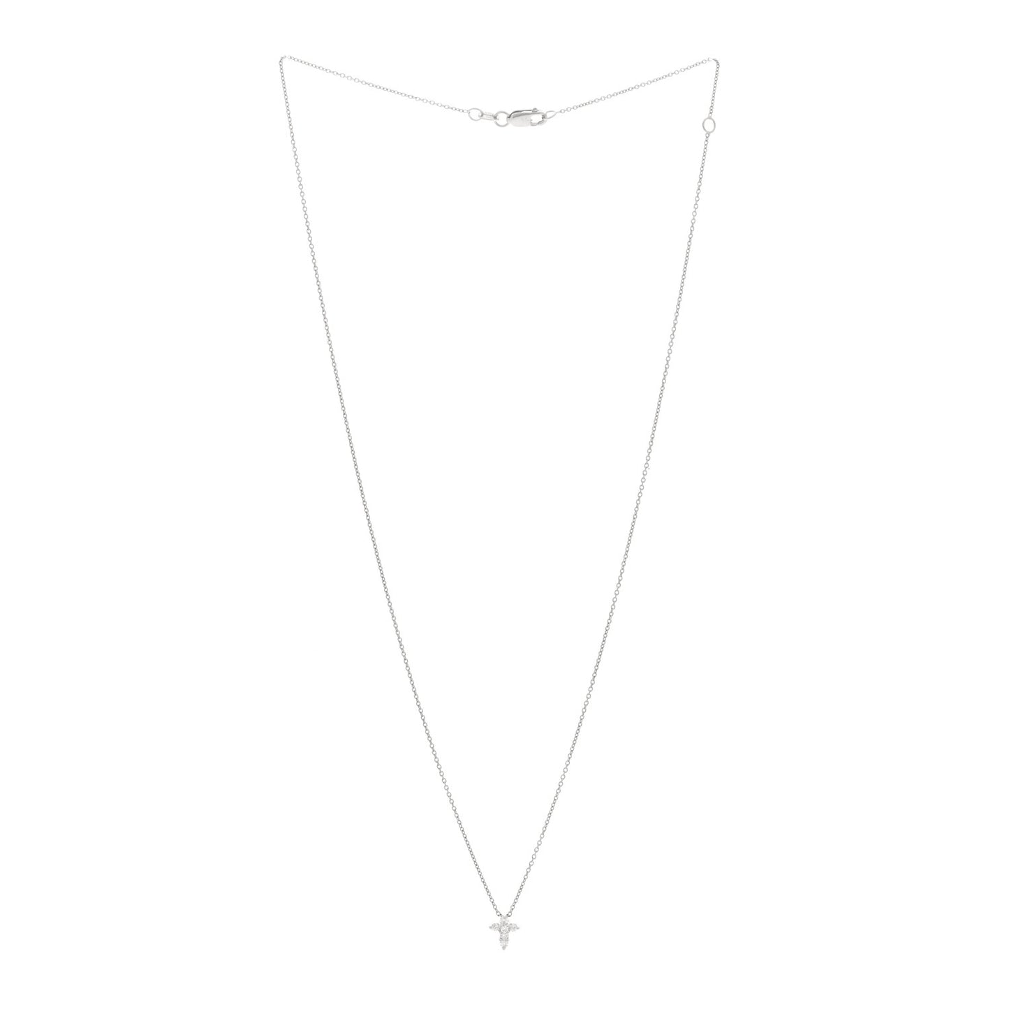 18K White Gold Diamond Tiny Treasures Baby Cross Pendant Necklace