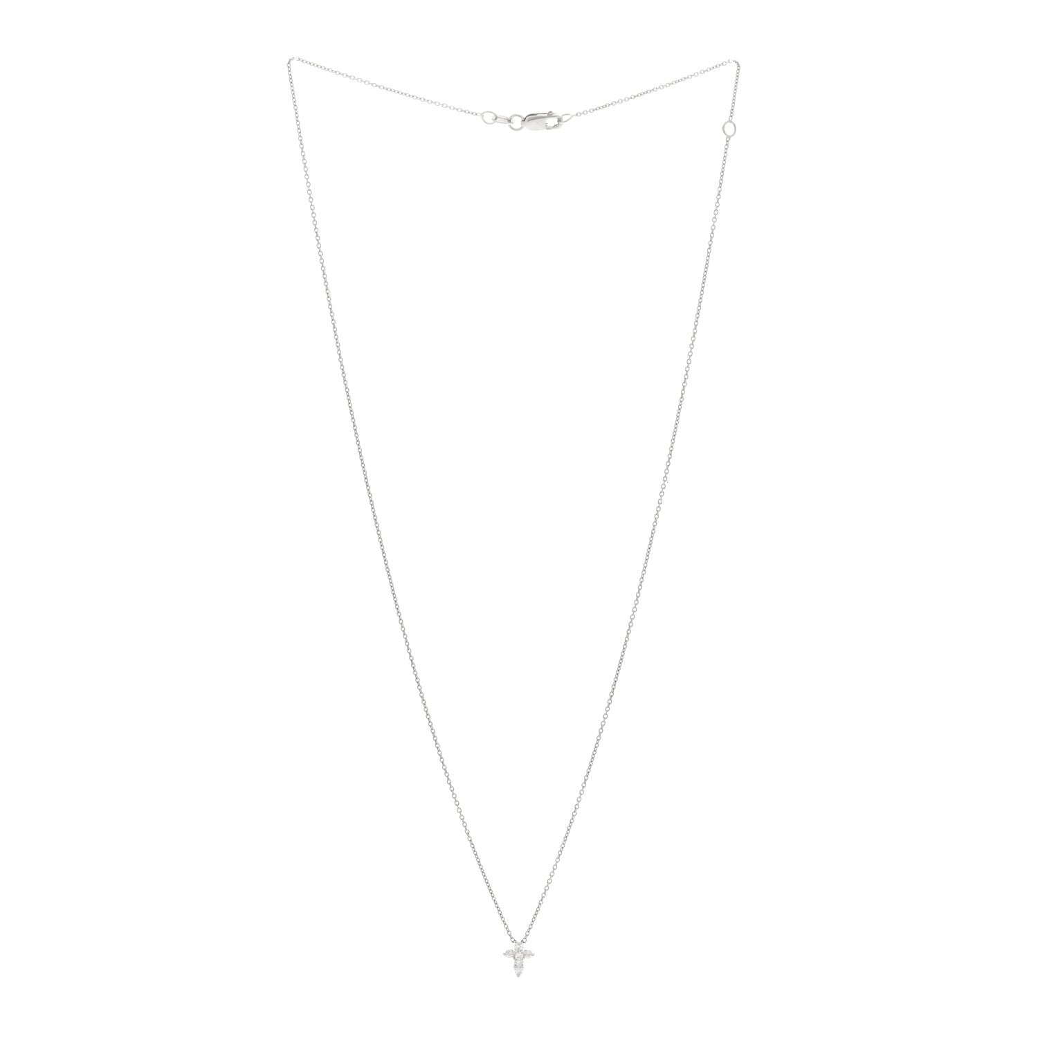 Roberto Coin 18K White Gold Diamond Tiny Treasures Baby Cross Pendant Necklace 3 of 4