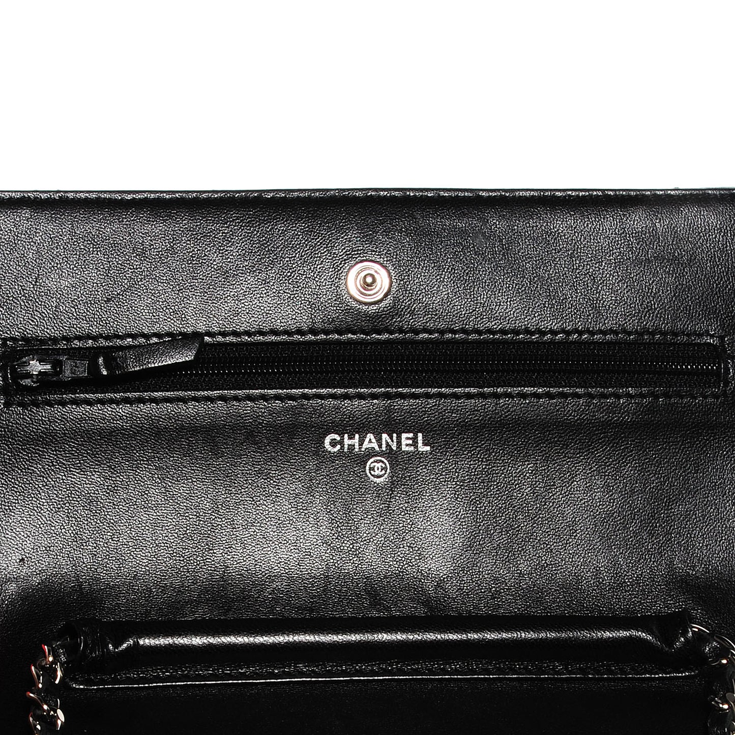 Lambskin Quilted Wallet On Chain WOC Black