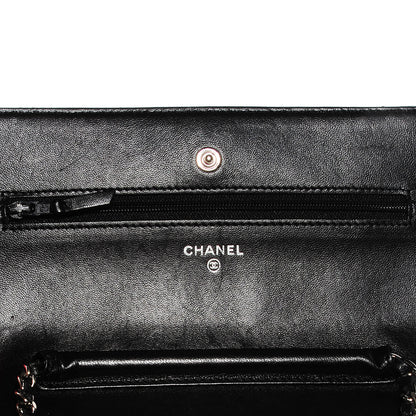 Chanel Lambskin Quilted Wallet On Chain WOC Black 5 of 10