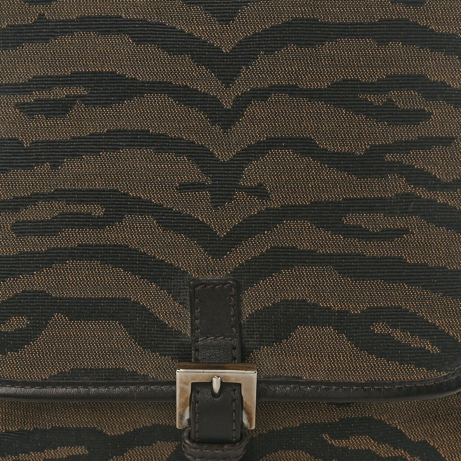 Fendi Zucchino Vitello Zebra Baguette Crossbody Brown 7 of 9