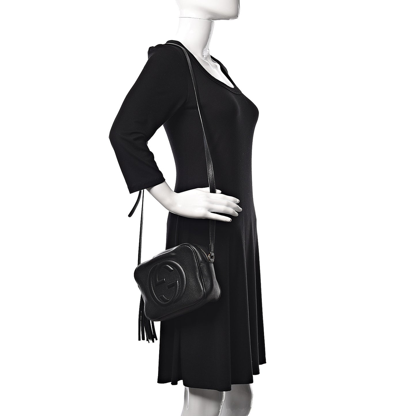 Pebbled Calfskin Small Soho Disco Bag Black