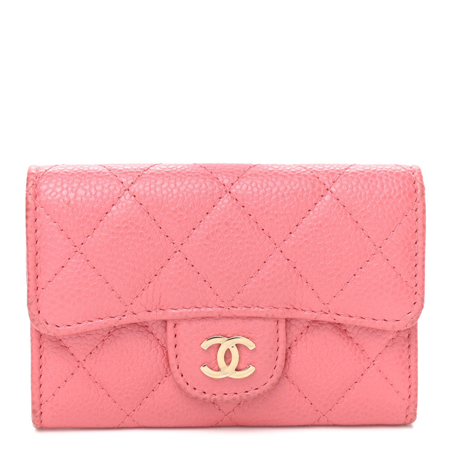 Chanel Caviar Quilted Flap Card Holder Wallet Pink 1 of 9