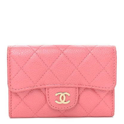 Chanel Caviar Quilted Flap Card Holder Wallet Pink 1 of 9