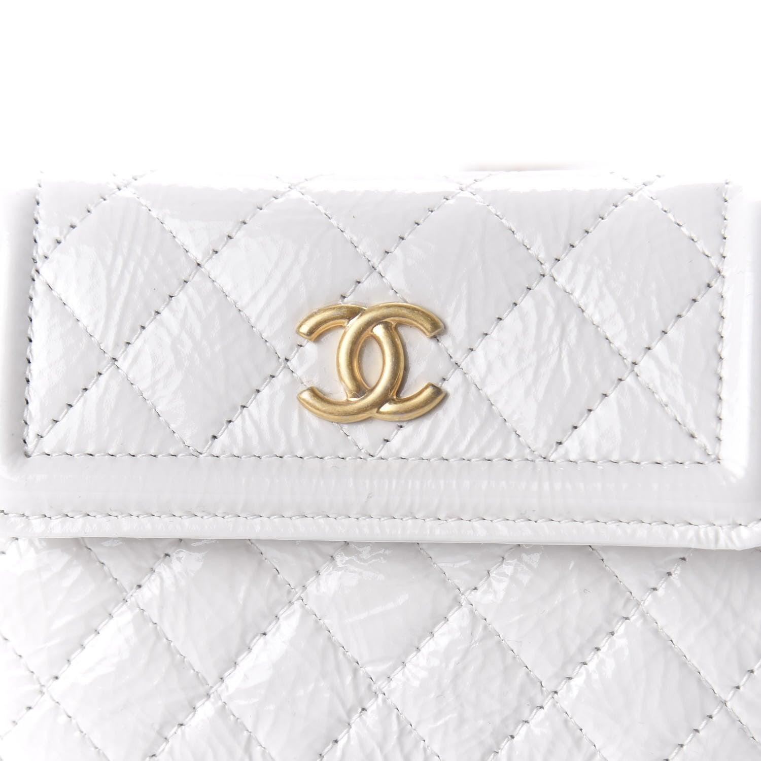 Chanel Patent Quilted Chain Waist Bag White 11 of 12