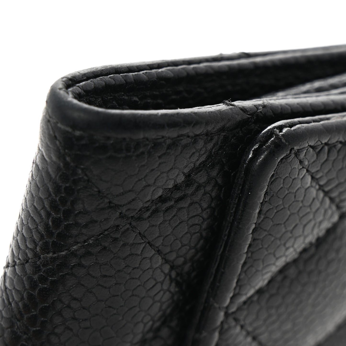 Caviar Quilted Flap Card Holder Black