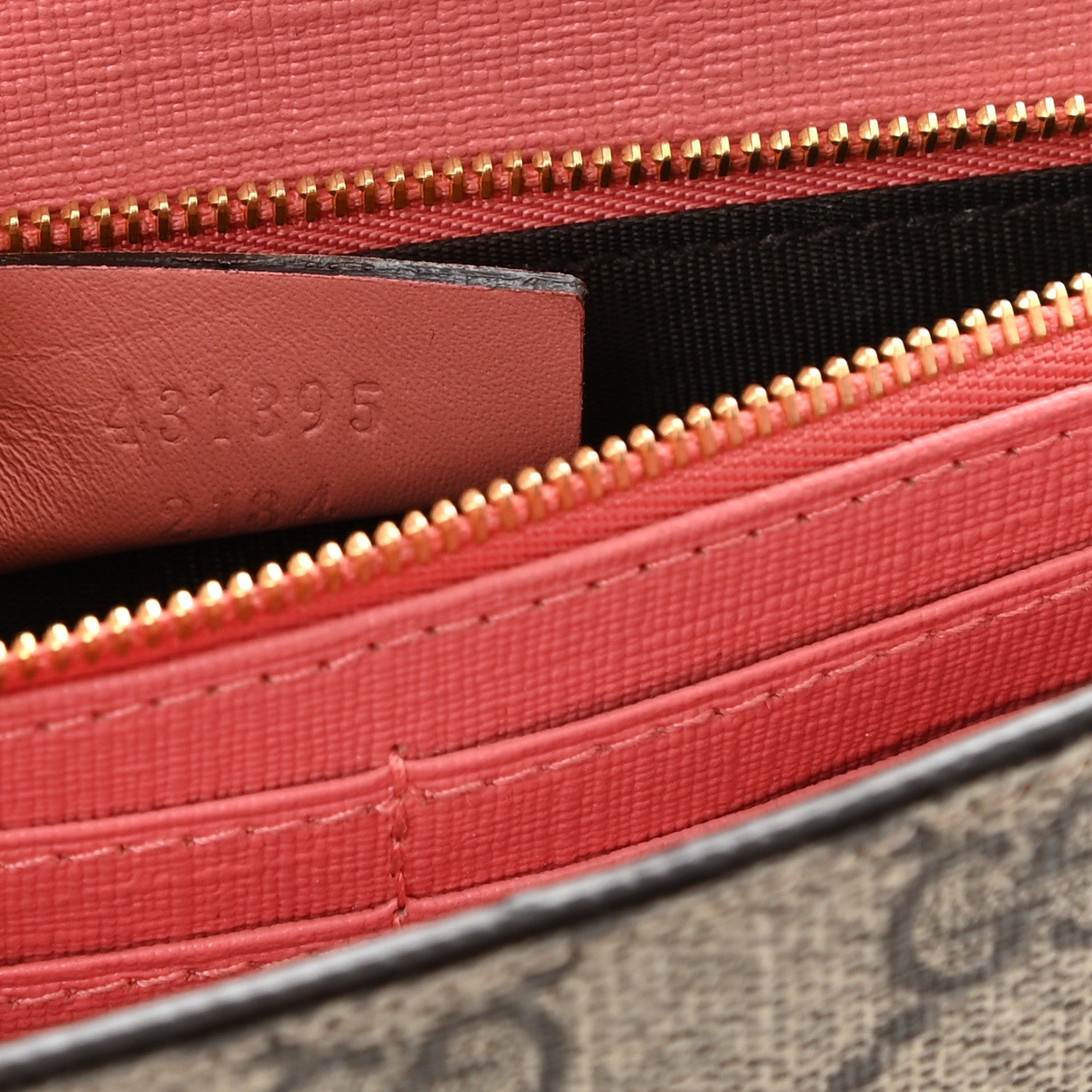 Gucci GG Supreme Monogram Face Embroidered Chain Wallet Pink 7 of 8