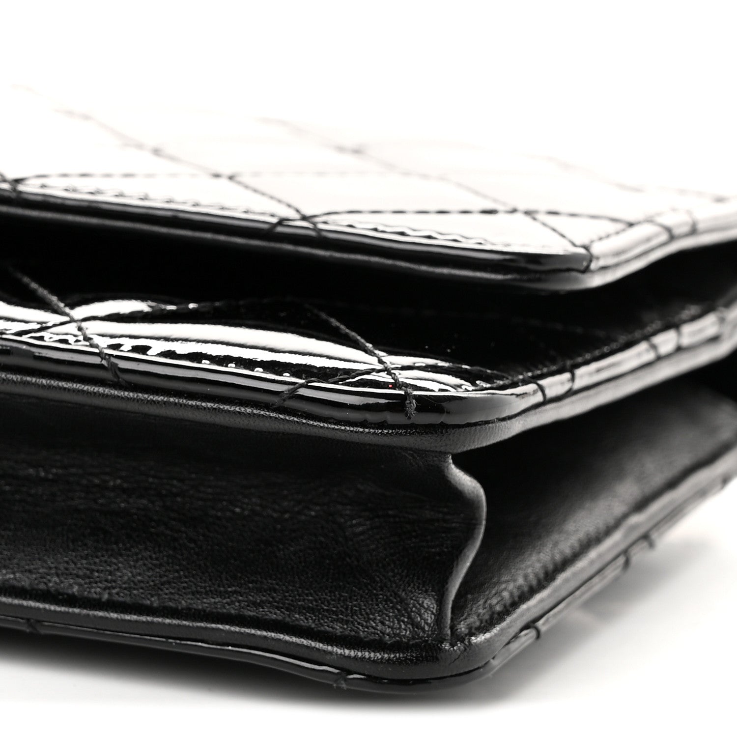 Chanel Patent Quilted Wallet On Chain WOC Black 10 of 10