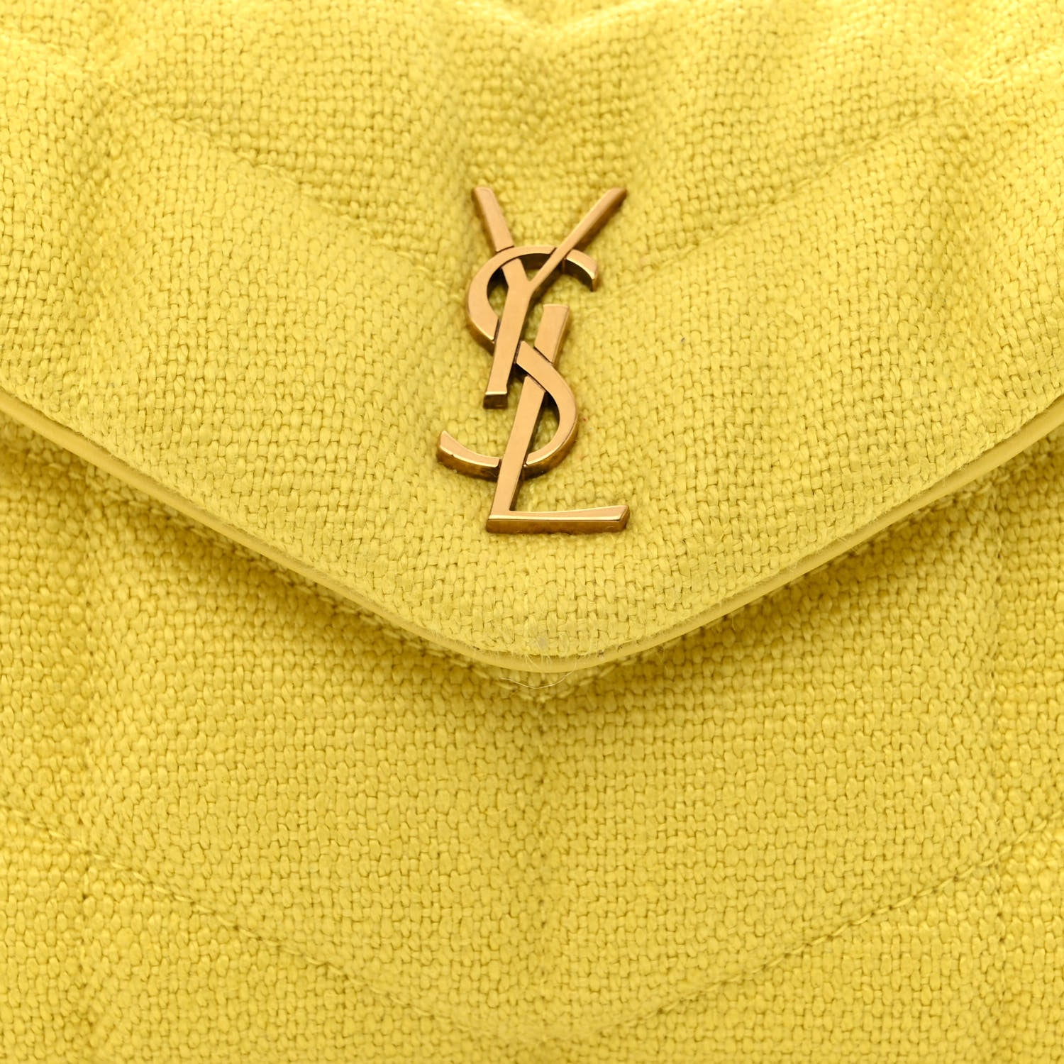 Saint Laurent Canvas Quilted Toy Loulou Puffer Monogram Chain Satchel Jaune Citron 8 of 10
