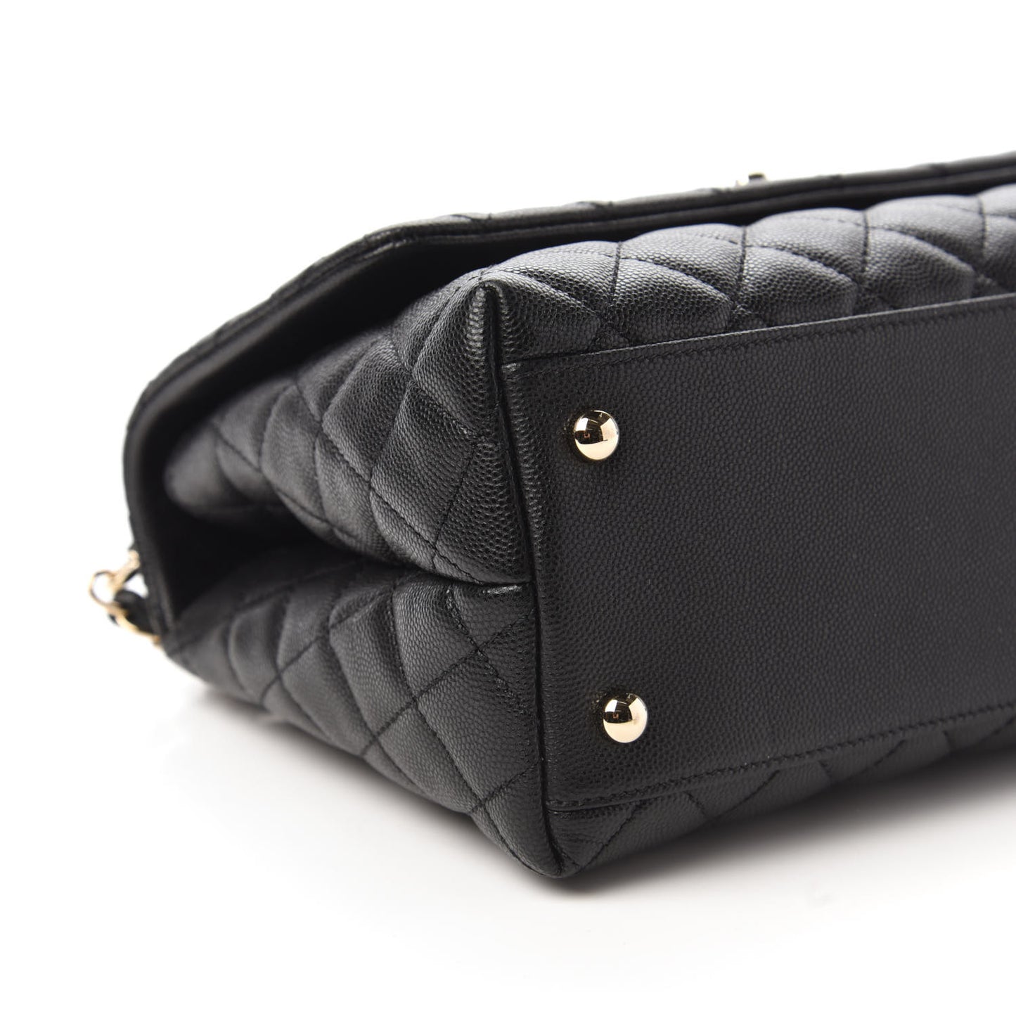 Caviar Quilted Small Coco Handle Flap Black